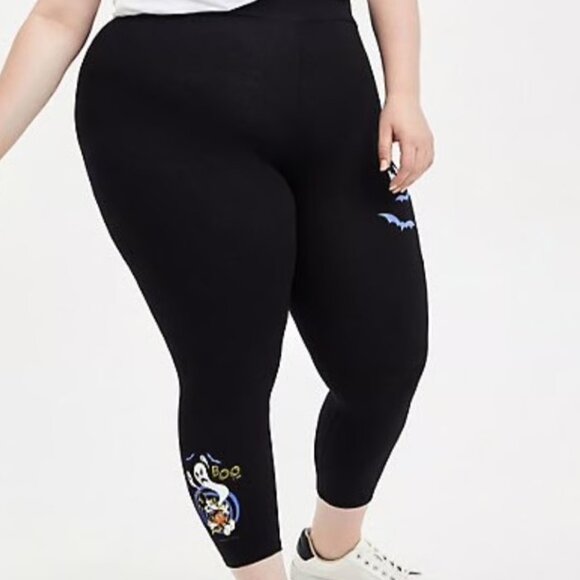 Disney Mickey Mouse Boo Bats Ghost Halloween Crop Legging Torrid Sz 3 - Picture 1 of 7